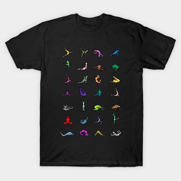 Rainbow Yoga Poses T-Shirt by notsniwart